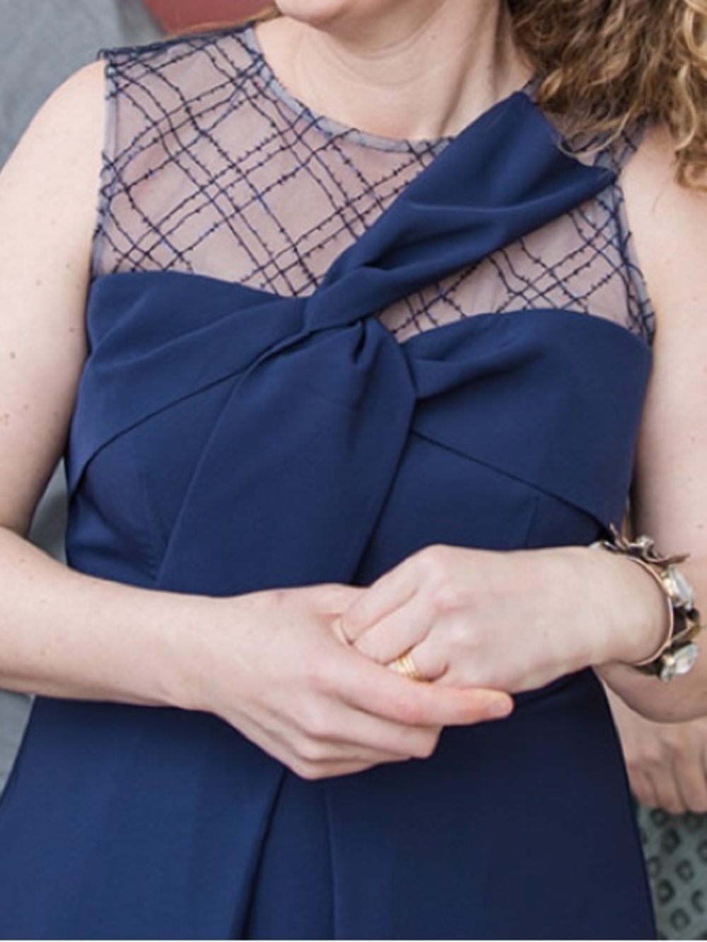 JS Collections One Shoulder Navy Dress